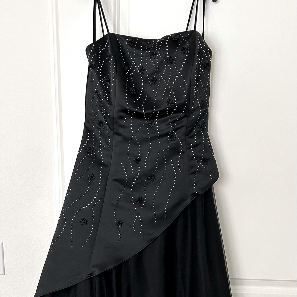 Gorgeous  Long Gown. Satin top with jewels and mesh bottom. Never worn